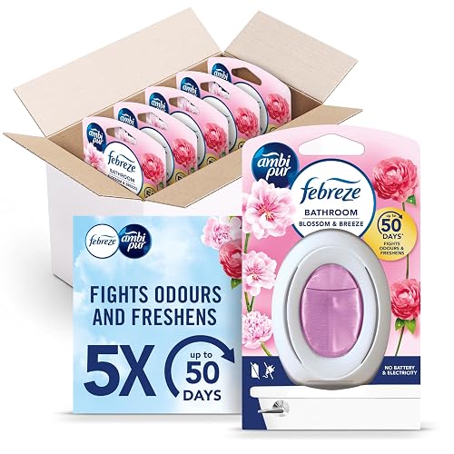 Febreze Bathroom Air Freshener, Odour Fighter, Blossom & Breeze, 5 Items, Bathrooms Freshener & Odour Eliminator,Pink