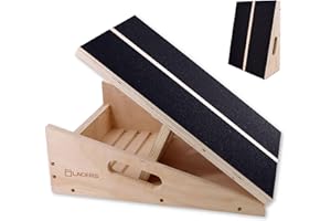 ‎LACERS Lacers Petrolline rutschfestes Schrägbrett aus Holz verstellbares Neigungsbrett und Wadenstrecker-Wadentrainer - Kniebeugenkeil - Slant Board - klappbares Stretch Brett für alle Altersgruppen