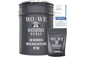 WO-WE 2K Epoxidharz Garagenfarbe Bodenbeschichtung W702 Basaltgrau wie RAL 7012-10Kg
