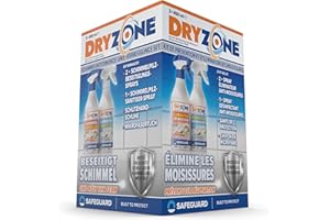 Dryzone Kit d'Élimination et de Prévention des Moisissures (3 x 450 ml sprays) - Solution définitive à long terme contre les Moisissures - pour Murs, Douches, Salle de Bain et Cuisine
