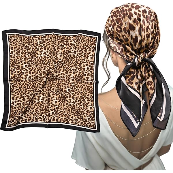 Lot De 2 Foulards À Cheveux Imprimé Léopard Zèbre - Accessoires Mode Femme 70x70cm