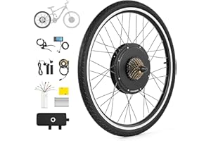 Viribus Kit de Conversion pour Vélo Électrique 36V 500W / 48V 1000W pour Roue Avant/Arrière Diamètre 26" 66cm / 28“ 71 cm, Kit de E-Bike Moteur Moyeu Roue Électrique avec Affichage LCD & Système Pas