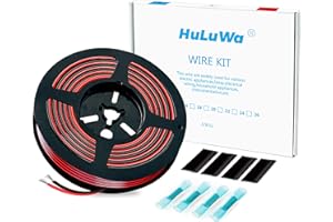 Cavo elettrico,Cavo in silicone -HuLuWa 2.07mm² 14 AWG 10.4 m(5.2 Metri nero e 5.2 Metri rosso), flessibile di rame stagnato filo,ad alta temperatura,per auto RC, droni, ecc.