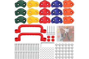 IIRC 17 Stücke Klettergriffe, Bunte Klettergriffe Kinder Outdoor, Spielhaus Zubehör inkl. Befestigungsmaterial, Für Spielturm und Kletterwand