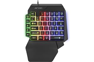 Ant Esports MK1001 V2 One Hand Wired Gaming Keyboard, 40 Keys, Multicolor LED Backlit, Rubber Dome Keys, 1.5m USB Cable, Compact Gaming Keypad for Windows PC & Laptop, Black