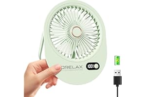 MORELAX Ventilateur de Bureau Portable Rechargeable, Petit Ventilateur Personnel à Vent Puissant, 6 Vitesses de Refroidissement, Mini Ventilateur USB Compact Pour Intérieur, Extérieur et Bureau (Vert)