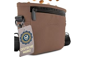 Heimatpfoten® Leckerlitasche für Hunde aus Kunstleder - Gassitasche mit Einhand Magnet-Verschluss - Hunde-Leckerli-Beutel (Größe L - Braun)