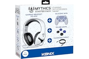 Konix Mythics Pack d'accessoires gaming pour PS5 - Casque - Batterie - Câble de charge - Coque de protection manette - Appuie-pouces