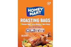 HOMEY MART 12 x Roasting Bags Flavour Seal, Juicy Roasts, no fuss, Suitable for Ovens and Microwaves Cooking, Roasting Chicken, Meat, Fish, Turkey & Vegetables - Large Oven Bags with Ties – 35 cm x 43 cm