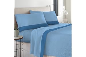 LARA MORADA Set Completo Letto Lenzuola 100% Cotone Stampato Made in Italy Dis Micron Una Piazza E Mezza Azzurro