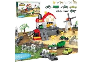 deAO Fattoria Animali Bambini Giocattoli Playset, La Fattoria Degli Animal Barn House Toy Set Giochi Animale Educativo Regalo per Bambini Ragazzi Ragazze 3-7 Anni