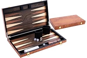 Engelhart - 250541 - Grand Backgammon de Luxe 18 Pouces - Plaqué Bois de Rose Verni – Jeu de Société Élégant – Cadeau Raffiné – 57 x 46 x 3 cm (Ouvert)- Jeux en Bois - 2 Joueurs - a partir de 6 Ans