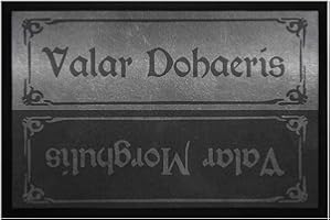 MoonWorks® Zerbino con stampa Valar Dohaeris Valar Morghulis, serie Fantasy, antiscivolo e lavabile, nero, 60 x 40 cm