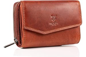 MATADOR RFID Blocker Leder Portemonnaie Damen Gross | Geldbeutel Portmonee Damen mit Geschenk-Box | Damen Geldbörse Damen Leder Mittelgroß Viele Fächer | Geldtasche Brieftasche Damen | Vintage Braun