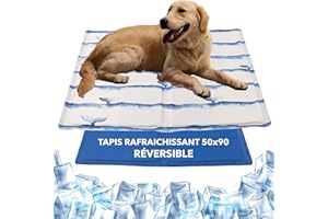 DONKID Tapis Rafraichissant Chien et Chat 50 x 90 cm - Tapis Fraicheur avec Gel Non-Toxique, Résistant Aux Rayures des Animaux Domestiques - Plongeon en Mer et Bleau - Taille L 50x90