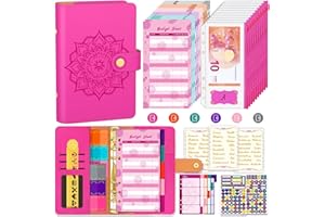 ‎AOCII Aocii Budget Planner Deutsch Budget Binder A6 - Budgetplaner Finanzplaner, Haushaltsbuch mit Geldfächer, Budget Planner Deutsche Beschriftung, Cash Stuffing Deutsch, Geld organizer (Rosenrot)