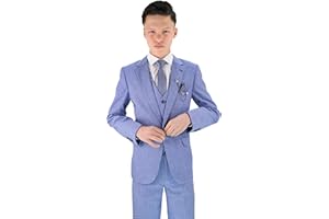 SIRRI Completo Formale da Ragazzo Testurizzato da 8 Pezzi - vestibilità Slim per Paggetto, Matrimonio, Comunione, età 1-16