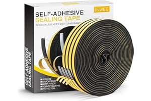 Samoprzylepna taśma piankowa Inwee, mocna samoprzylepna taśma piankowa oddzielająca od pogody, 4 rolki 6 mm x 3 mm, wykluczenie przeciągu w drzwiach okiennych, łącznie 20 m(4 X 5 m)