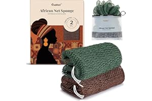 CORATED 2 pezzi Rete Africana per Esfoliazione, Reti Spugnetta per il Bagno, Pulizia Estetica della Pelle per Doccia e SPA (Marrone e Verde Scuro)