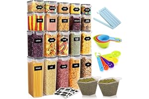 JOTOL Zestaw słoików do przechowywania, hermetyczne słoiki do przechowywania Zestaw 16, hermetyczne słoiki do przechowywania żywności z pokrywką do suchej żywności w 4 rozmiarach, bez BPA