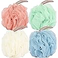 Fu Store Loofah Sponge Shower Loofahs 50g Bath Sponges Mesh Balls 4 Colors for Body Body Scrubber Exfoliator Wash Back Scrubber Bathroom Men Women - 4 Pack Scrubber Cleaning Bathing Accessories