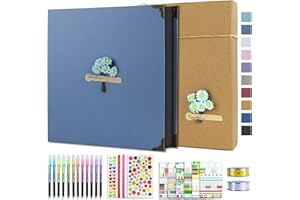 Vienrose Album de Fotos 10x15 Scrapbook con Espiral (60 Páginas Negra) Pegar y Escribir DIY Scrapbooking Álbum de Recortes para Familia Bebé, Aniversario Bodas, Vacaciones, 30x30 cm