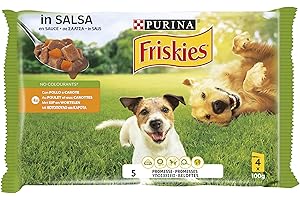 Purina Friskies Cibo per Cani Umido Bocconi in salsa con Pollo e Carote, 40 Buste da 100 g