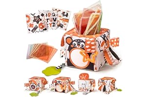 TUMAMA Kids Scatola di Fazzoletti Montessori 0 3 6 Mesi, Giocattoli Sensoriali per Bambini, Giochi Neonato, Specchio, Teether, Giochi Tummy Time Neonato, Regalo per Bambini e Bambine