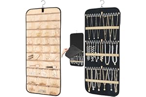 OUDIZZ Estante de almacenamiento de joyas colgantes en armario - estante de almacenamiento de pendientes ganchos metálicos giratorios estante de exhibición de almacenamiento de joyas 1 pieza, grande, negra