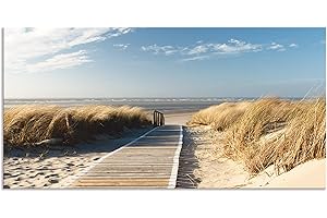 ‎ARTLAND ARTland Spritzschutz Küchenrückwand aus Alu für Küche Herd Spüle 100x50 cm (BxH) mit Motiv Natur Strand Meer Nordsee Dünen Gräser Steg Maritim T5RM