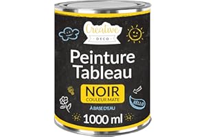 Creative Deco Peinture Ardoise Peinture Tableau Noir | 1000 ml | 10 m² / 1L Efficace | Mate | A Base d’Eau | Non-Toxique | Écriture et Dessin à la Craie