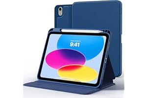 CACOE Case for iPad (A16) 11th/10th Generation (2025/2022) 11/10.9 inch with Pencil Holder, Book Tablet Cover Folio Stand (Dark Blue)
