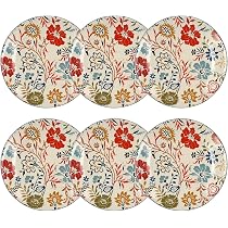 Novastyl - Lot 6 Assiettes Plates Heraclee 27cm En Gres Decor Bleu