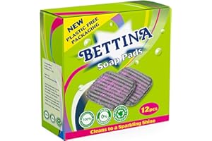 BETTINA 12 Pack Soap Pad - Scouring Cleaning Steel Wool Scrub Wash Hob Oven Kitchen Sink