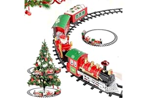 YeahBoom Tren Juguete para Niños,Juego de Tren eléctrico para Colgar en el árbol de Navidad,Tren eléctrico Infantil con Sonidos,Conjunto Navideño de Vías,Tren de Navidad Eléctrico (18P)