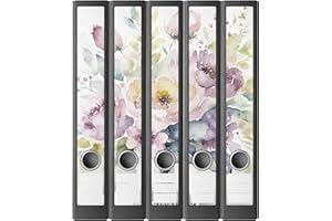 AUSGEWÄHLT VERPACKT Ordnerrücken Etiketten selbstklebend – 10 Aufkleber zum Beschriften – für Ordner A4 schmal – Klebeetiketten als Rückenschilder für Ordner schmal – opak: Untergrund scheint nicht durch - BLUMENSTRAUSS