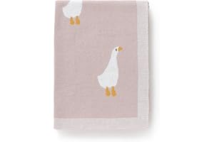 DovFanny Baby Blanket 100% Cotton Knitted Soft Blanket for Newbron with Lovely Zebra, 100 x 80cm (pink-goose)