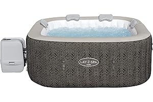 Lay-Z-Spa Cabo, 4 HydroJet Massage System, Inflatable Hot Tub, Wifi Pump & Padded Pillows, Square Shape, 4-6 Person