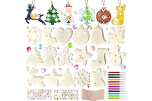 MEISHANG Adornos Arbol Navidad Madera,Decoración Arbol de Navidad Colgante de Madera-Con Cordón-Manualidades de Navidad,Adornos Navideños Adecuado para Cajas de Regalo Decorativas,árboles de Navidad