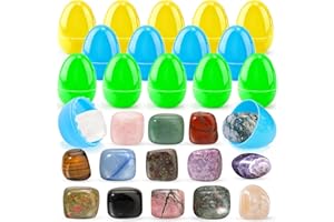 QianCannaor Easter Basket Stuffers for Kids with 15Pcs Gemstones Prefilled Easter Eggs, Natural Mineral & Rock for Learning, Collection, Scientific Easter Gifts for Girls & Boys Party Favour (15)