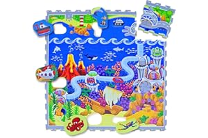 Hakuna Matte Alfombra Infantil Puzzle Diseño Coches 1,2 x 1,2m- 16 Piezas Interconectadas para el Piso - Alfombra Puzzle 20% + Gruesa – Certificado EN-71 Sin Olor – Empaque Caja de