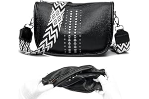 Atgbiem Crossbody Bag Damen Moderne Taschen Mit Breitem Schultergurt Leder Handtasche Damen Umhängetasche Stylisch Schwarz Tasche Mit Wechselbarem Gurt