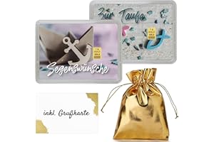 Goldstücke24 Taufgeschenk - Goldbarren 1g – Geschenk Motivbox “Segenswünsche zur Taufe” - Feingold 999,9, 1g Gold