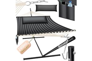 KESSER® Hamac Hill avec Support Coussin Double hamac pour 2 Personnes-Cadre Stable -200 kg de capacité de Charge Intérieur et extérieur XXL Fauteuil Suspendu Double Multi-Personnes