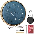 VEVOR Tambour à Langue Acier 30,5 cm 13 Notes Tambour de Pluie Do Majeur avec Livre de Partitions et Mailloches Instrument de Percussion pour Méditation Yoga Éducation Initiation Musique, Bleu Marine