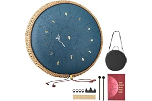 VEVOR Tambour à Langue Acier 30,5 cm 13 Notes Tambour de Pluie Do Majeur avec Livre de Partitions et Mailloches Instrument de Percussion pour Méditation Yoga Éducation Initiation Musique, Bleu Marine