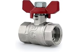 HYDROBIL Intérieur 1/2" Vanne d'eau Rouge Papillon Filetage femelle avec poignée en T