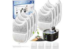 MyfatBOSS 8 Set Katzenbrunnen Filter für 4L Trinkbrunnen mit Bewegungsmelder, 8 Stück Kohlefilter und 16 Stück Schwämme Ersatzfilter für Katzen Wasserbrunnen YPD-C004 YPD-C004S