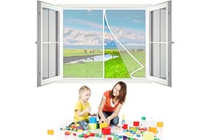 AMZBSGD Cortina Mosquitera para Ventanas, 205x130 cm Mosquiteras para Ventanas Evita el Paso de Insectos contra Insectos para Ventanas Correderas- Blanco H