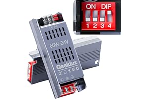 GEEKLUX LED Netzteil Trafo 24v dimmbar 60W, Led Transformator 220 230 Volt AC auf 24 Volt DC,Led Treiber Kein Rauschen, Kein Flimmern, Super Wärmeableitung,Kompakter Extrem Dünner für Streifen Licht